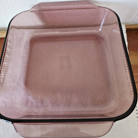 Pyrex Square Cranberry Baking Dish 8" casserole 2qt cake pan 222R oven to table - Picture 5 of 13